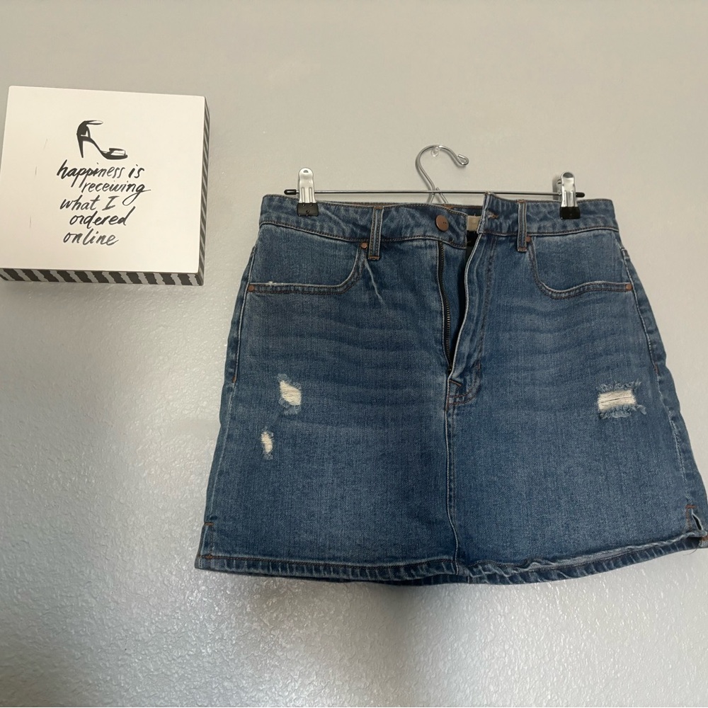 Tgla Distressed Denim Mini Skirt